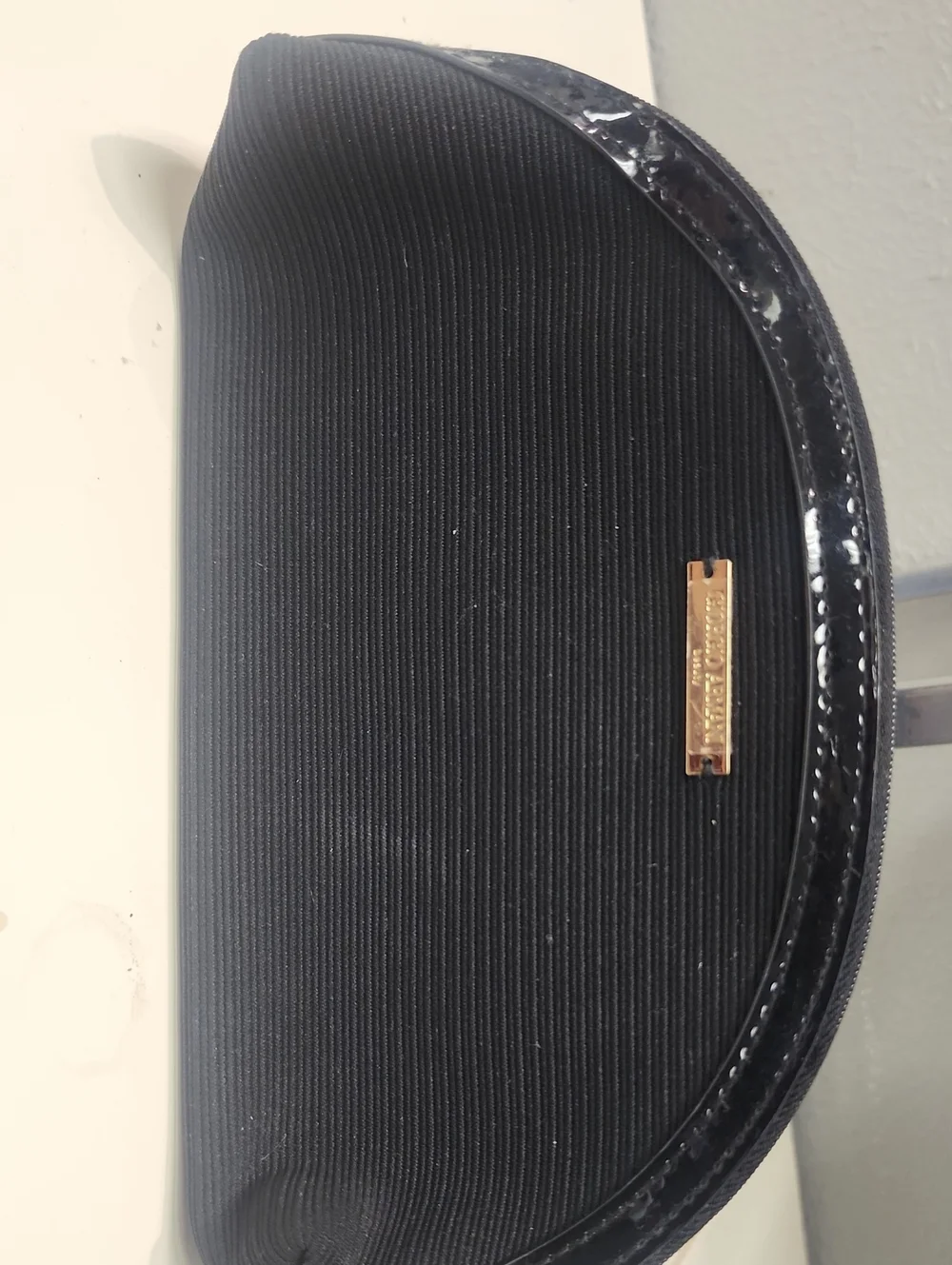 Authentic Giorgio Armani Beauty Black Canvas & Patent Dome Wristlet Pouch